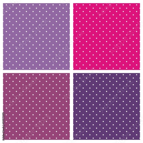 Seamless pink patterns with white polka dots vector set