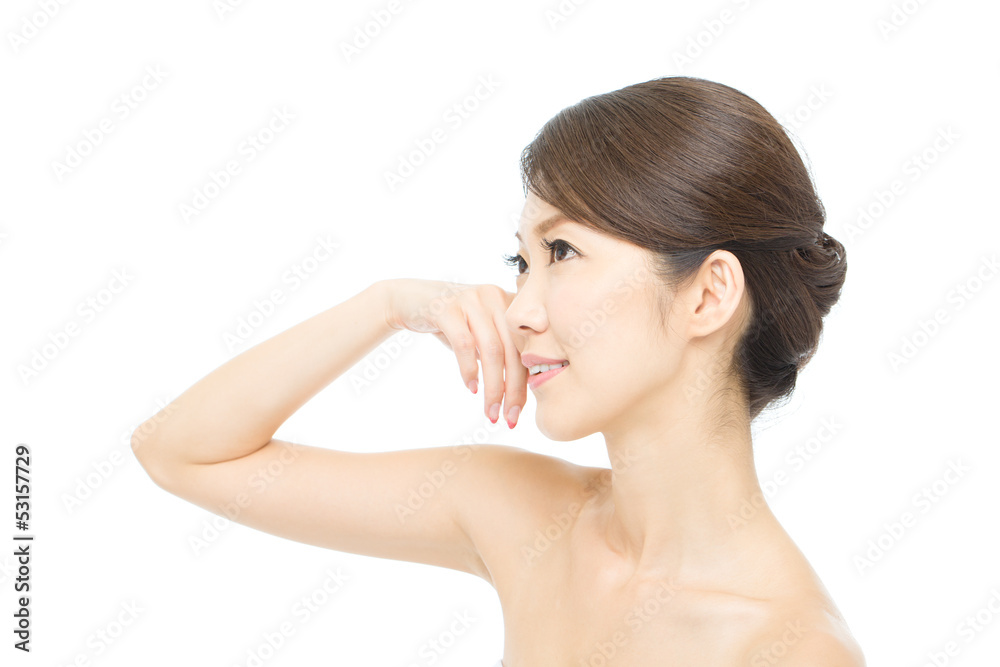 Beautiful young woman on white background Beautiful young woman on white background