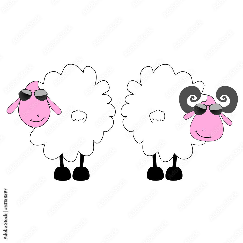 sheep and ram cartoon art vector