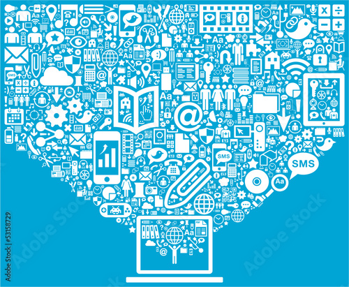 Laptop and Social Media icons