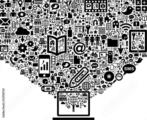 Laptop and Social Media icons