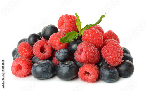 Raspberries and blueberries