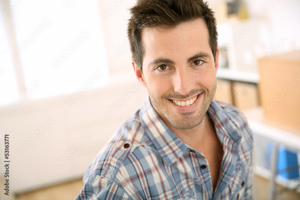Portrait of handsome guy relaxing at home Portrait of handsome guy relaxing at home