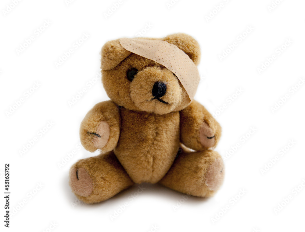 Fototapeta premium ours en peluche pansement blessure