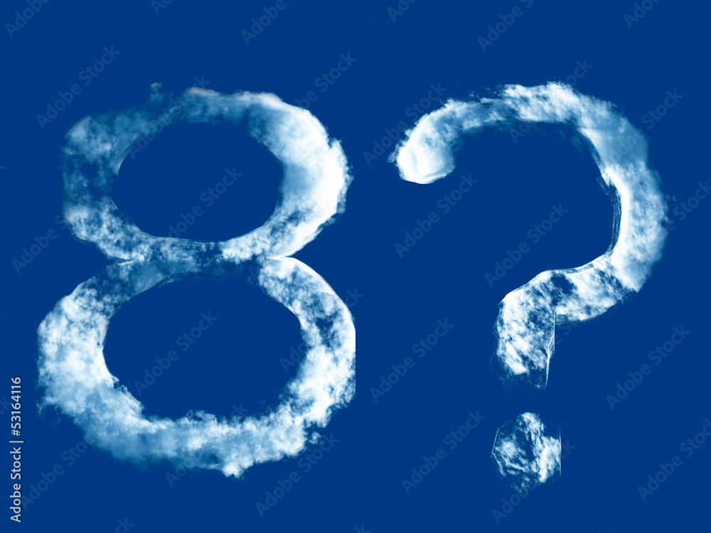 Digit '8' and question mark from clouds alphabet Digit '8' and question mark from clouds alphabet