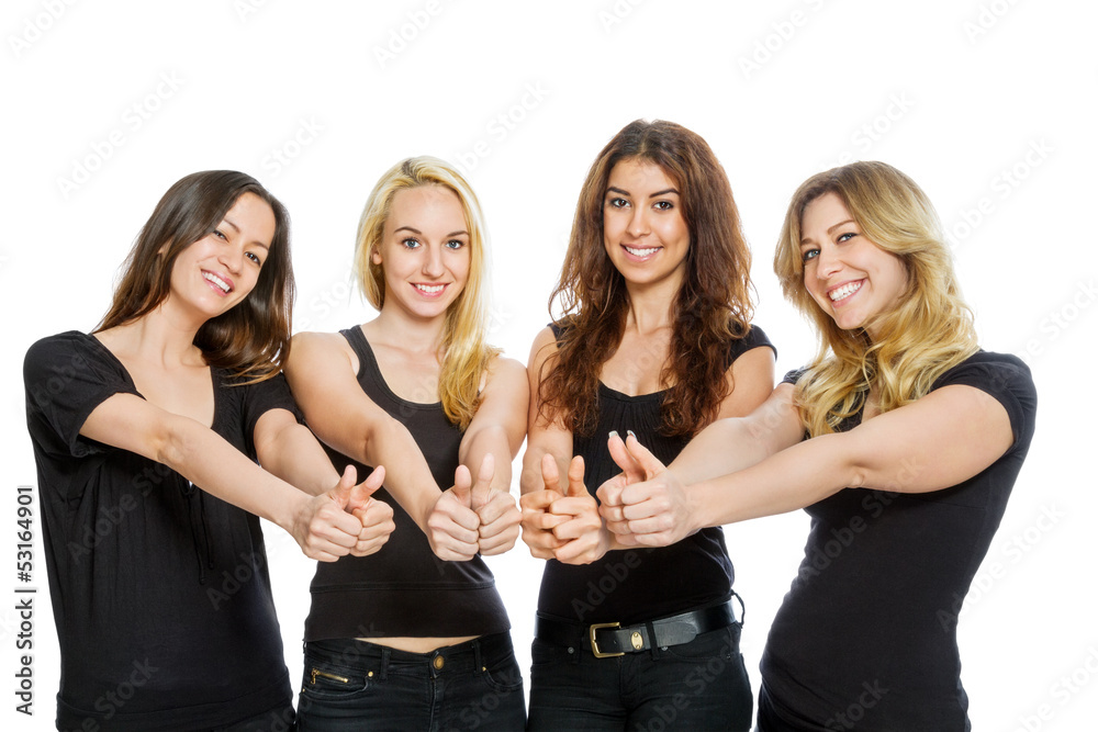 Group of girls standing with thumbs up Group of girls standing with thumbs up