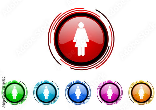 woman vector glossy web icon set