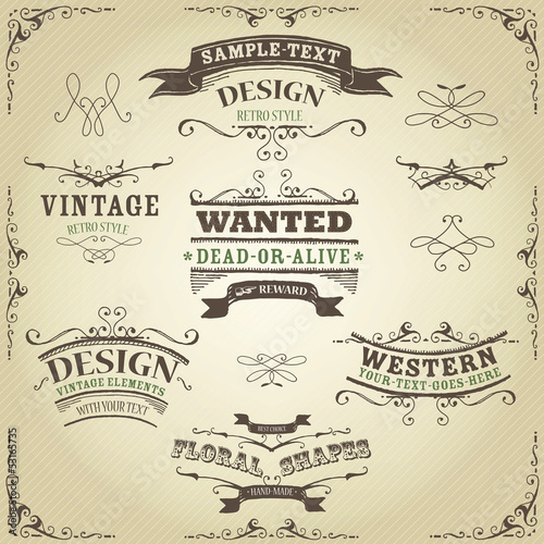 Hand Drawn Western Banners And Ribbons