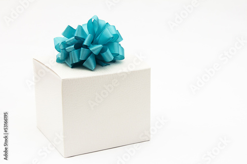 White Box with Turquoise Bow