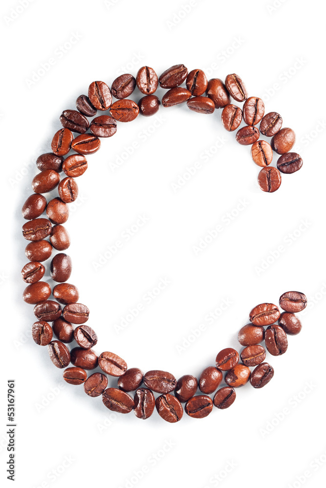 Letter C from coffee beans Letter C from coffee beans