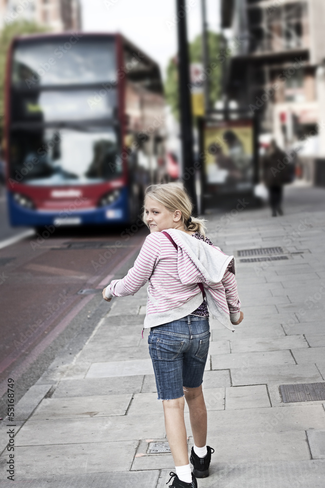 Child on city street