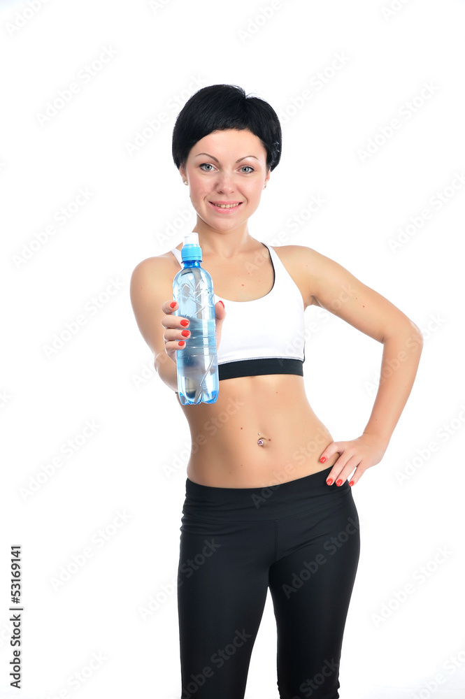 Young fitness woman with a bottle of water Young fitness woman with a bottle of water