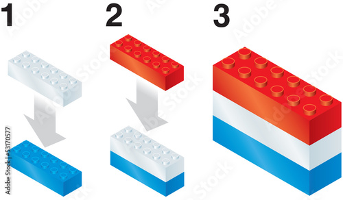Building blocks making Luxembourg flag