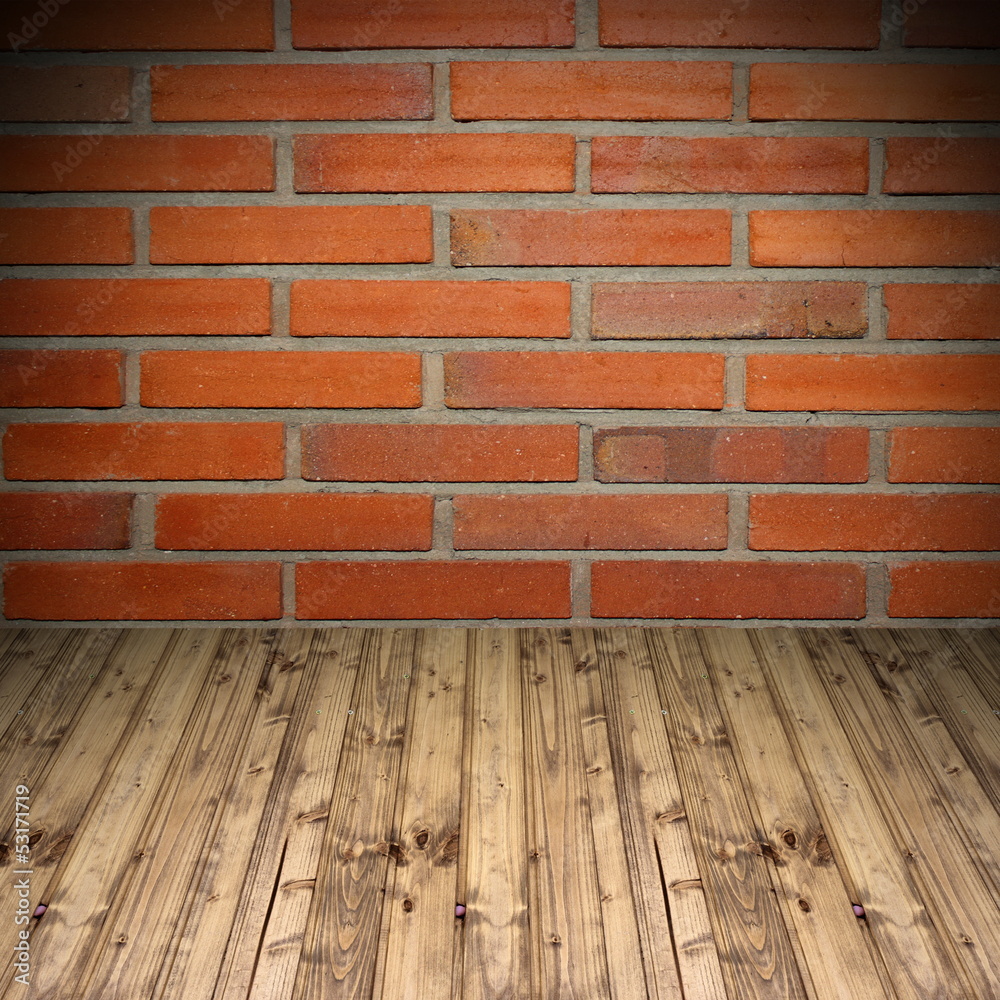 old brick wall and wooden floor