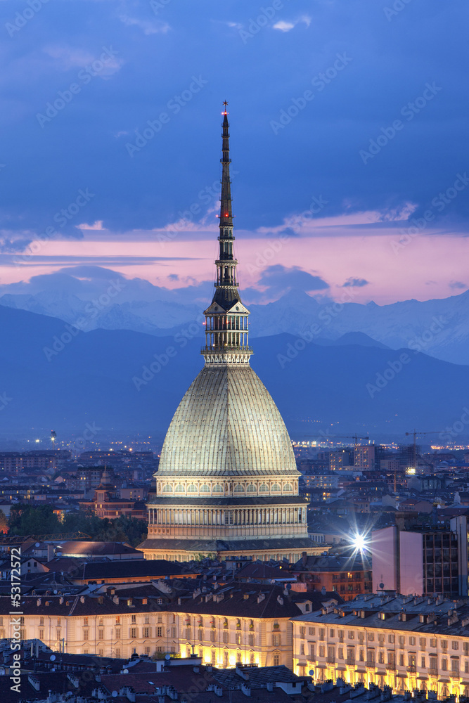 Fotografia Mole Antonelliana di notte (verticale), Torino (Piemonte) su  EuroPosters.it