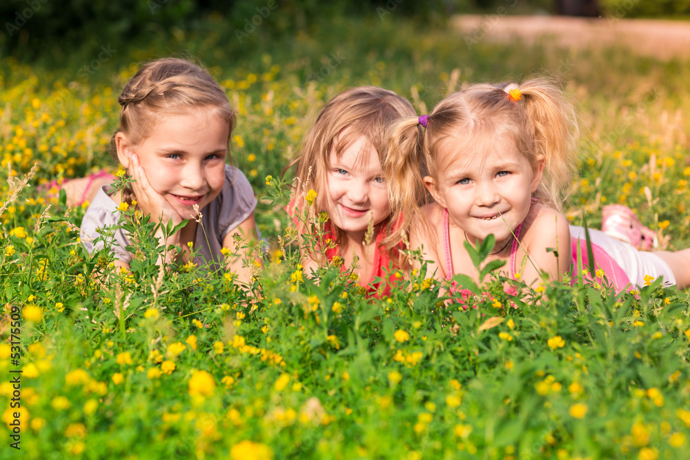 Happy little kids outdoor in the park Happy little kids outdoor in the park