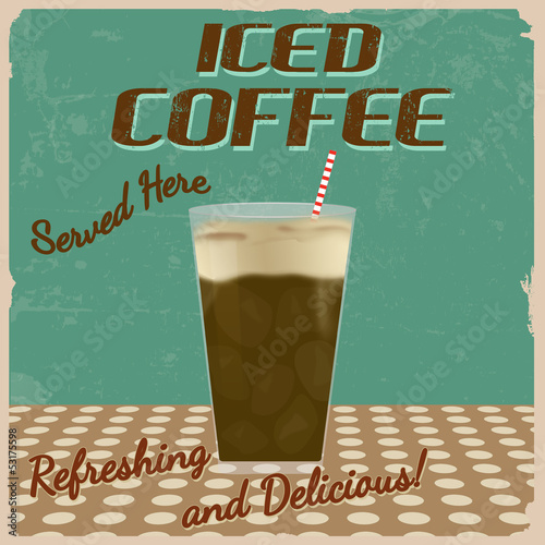 Iced coffee vintage poster