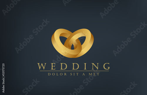Wedding rings logo design template. Creative invitation card