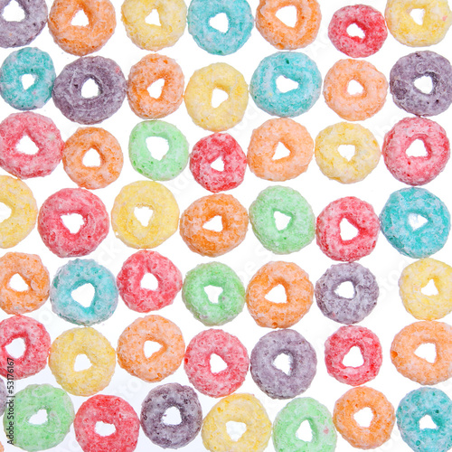 colored cereal loops, texture