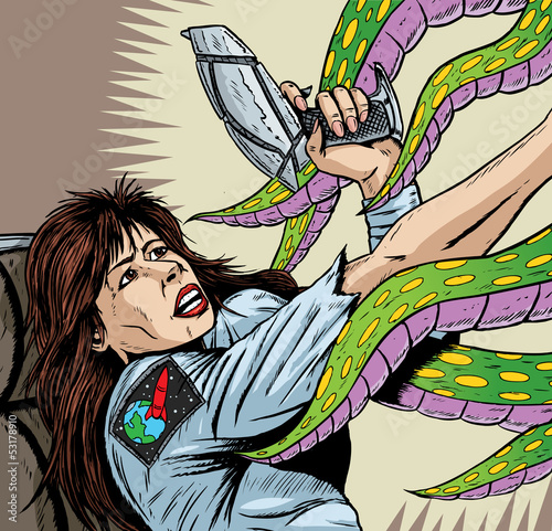 Alien attacking girl