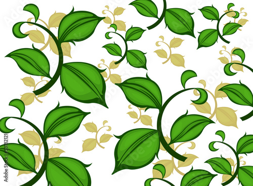 Green leaf pattern on a white background