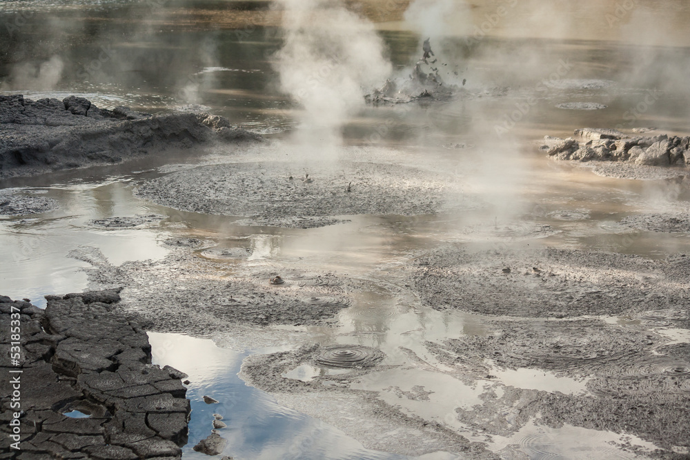 mud pools in Waimangu, New Zealand mud pools in Waimangu, New Zealand