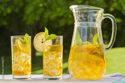 cold summer drinks in garden
