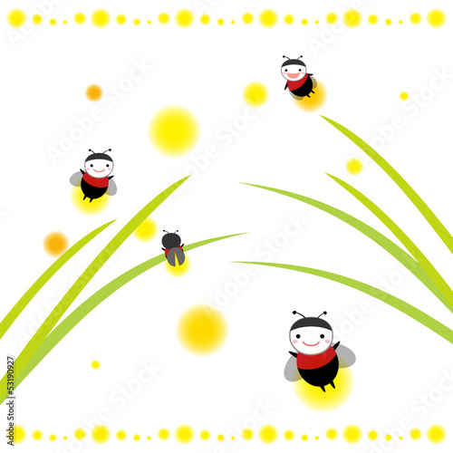 かわいい螢　夏のイラスト