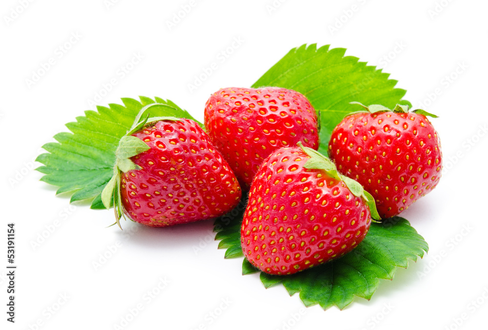 Red strawberry whith leaf isolated Red strawberry whith leaf isolated