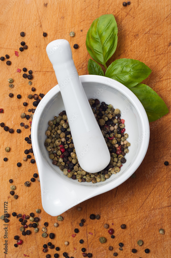 Mortar with the pepper