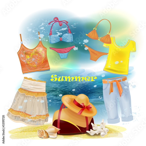 collection of clothes for the summer holidays