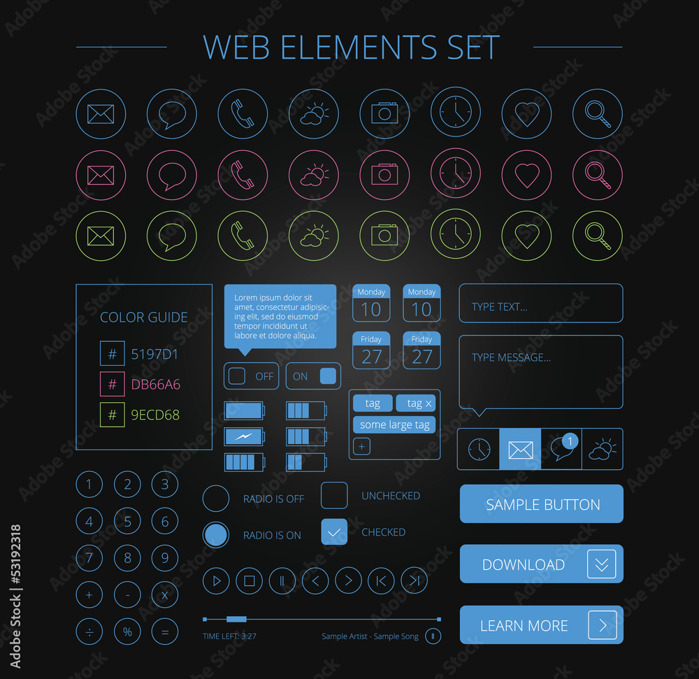 clean web elements set black
