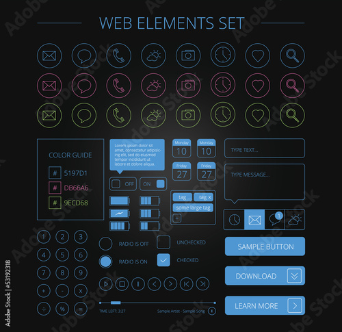 clean web elements set black