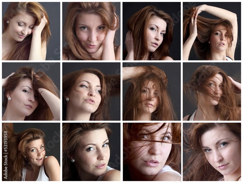 12 portraits of a beautiful young woman