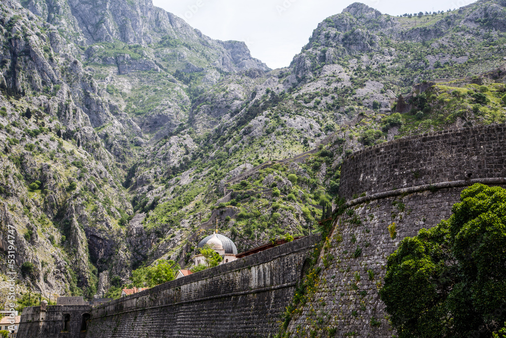 Old Stone Wall Around Old City of Kotor