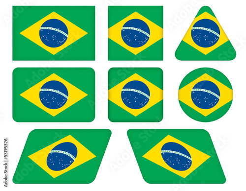 set of buttons with flag of Brazil