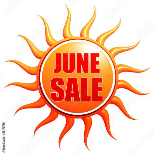 June sale in 3d sun label