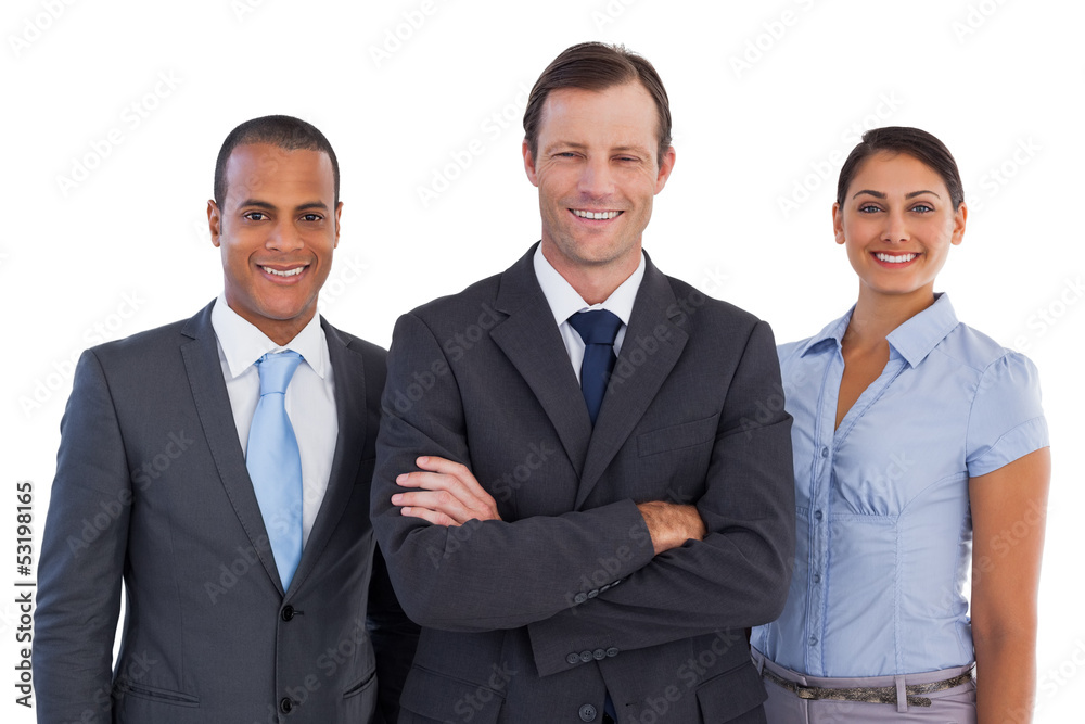 Group of smiling business people standing together