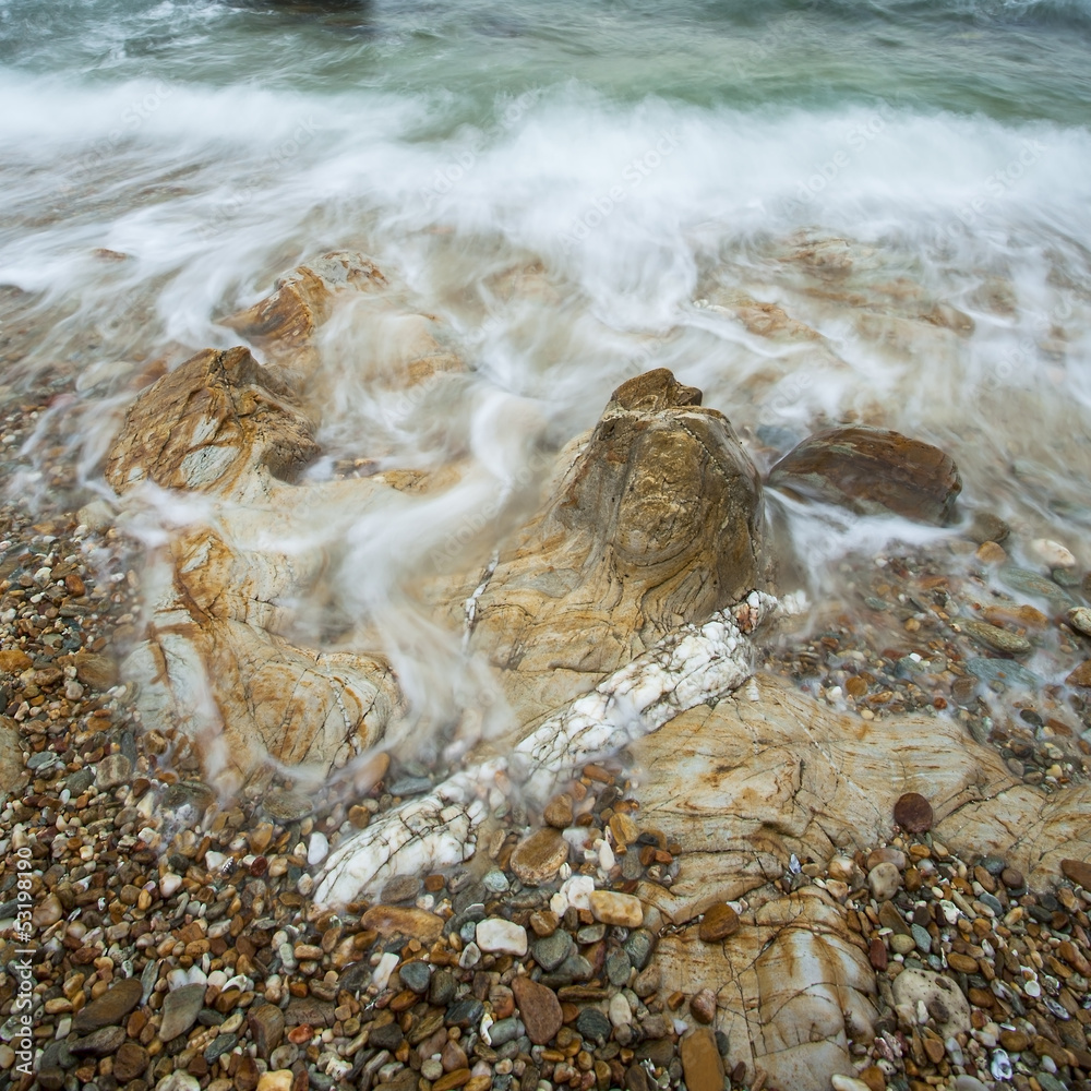 sea wave and rock