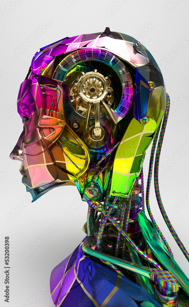 Cyborg, robot, Androide volto, 3d, informatica, computer Stock Illustration  | Adobe Stock