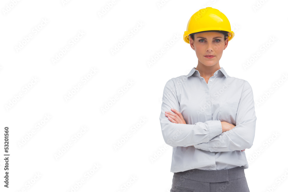 Architect woman with yellow helmet Architect woman with yellow helmet