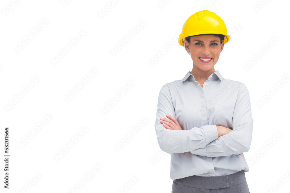 Happy architect with yellow helmet Happy architect with yellow helmet