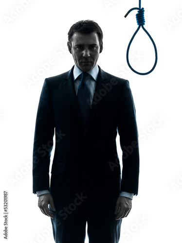 judge man in front of  hangman noose silhouette
