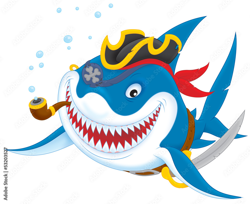 Fototapeta premium Great white shark pirate