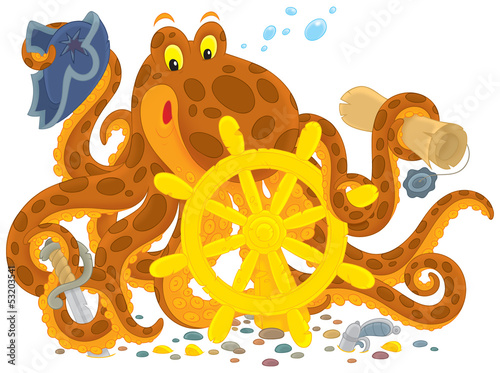 octopus with a steering wheel