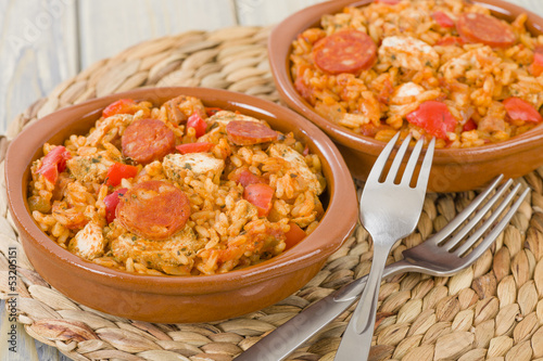Creole Jambalaya - Rice with chicken, smoked sausage & tomatoes photo