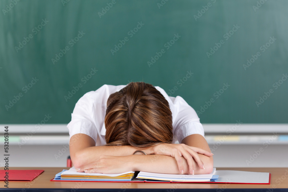 Foto Stressed teacher