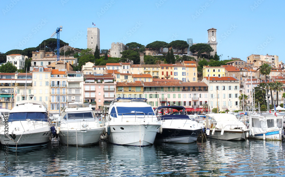View on the city of Cannes and the old harbour