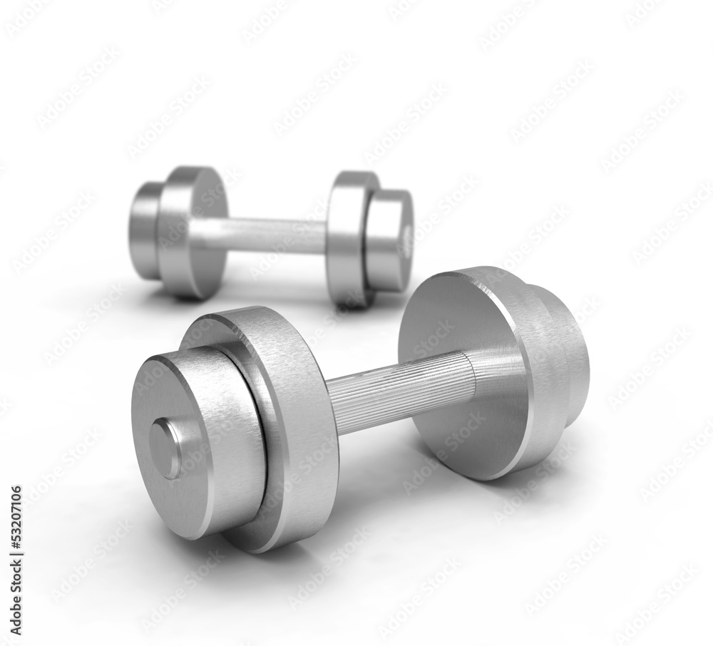 dumbbells on white dumbbells on white