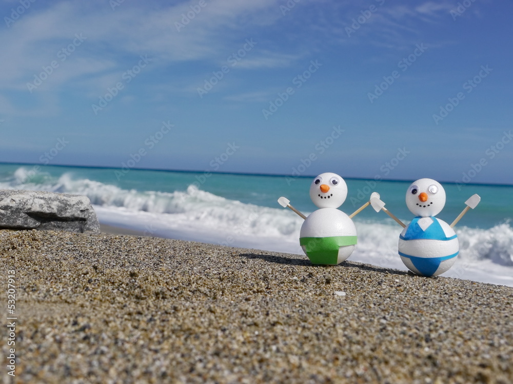 Obraz premium snowman beach vacation